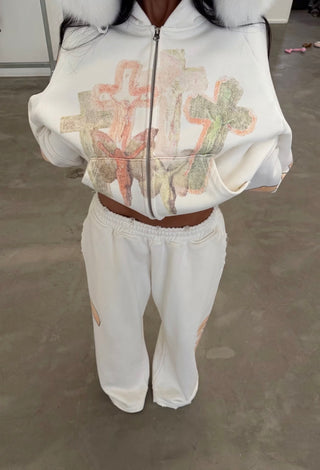 "RENAISSANCE" ZIP UP JACKET - OFF-WHITE