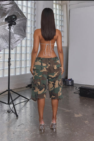 DENIM CAMO CARGO SHORTS