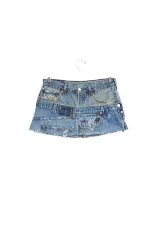 Vintage Re-Worked Double Denim Skirt W32