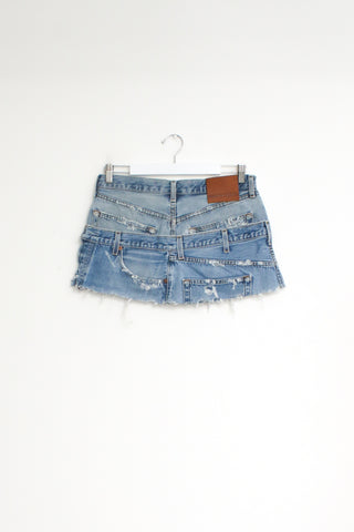 Vintage Re-Worked Double Denim Skirt W32